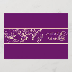 Plum and Champagne Floral Wedding Invitation