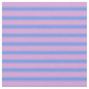 Plum and Cornflower Blue Coloured Stripes Fabric