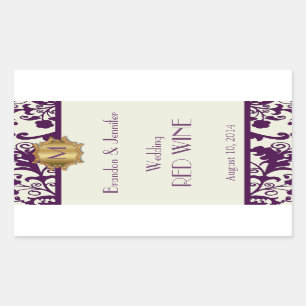 Plum and Cream Monogram Wedding Wine Sticker