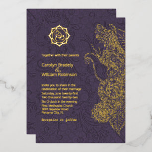 Plum and Gold Mandala and Ganesha Wedding Foil 