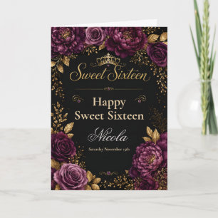 Plum and Gold Sweet Sixteen Card