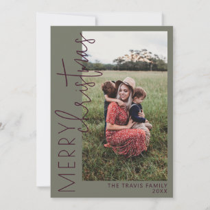 Plum and Green MERRY Holiday Christmas Card