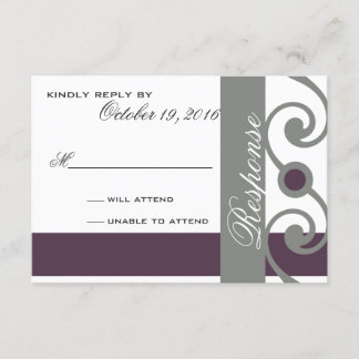 Plum and grey response card