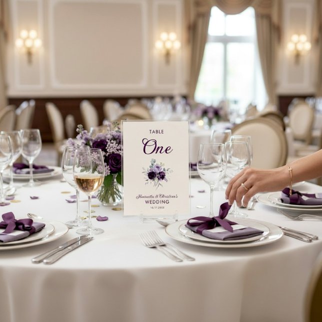 Plum and Lavender Floral Table Number (Creator Uploaded)