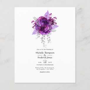 Plum and Navy Watercolor Floral Wedding Invitation Flyer