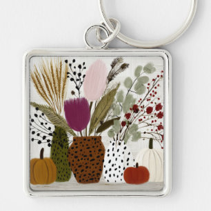 Plum and Olive Leopard Spotted Vases Keychain