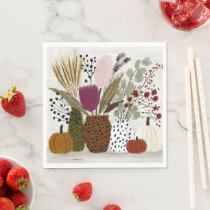 Plum and Olive Leopard Spotted Vases Napkin