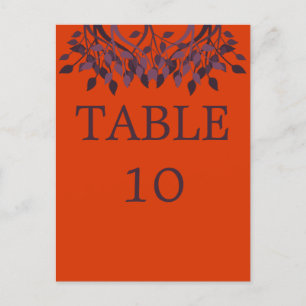 Plum and Orange Leaves Table Cards