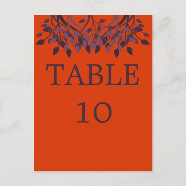 Plum and Orange Leaves Table Cards (Front)