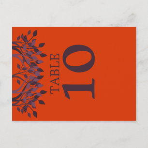 Plum and Orange Leaves Table Number Cards
