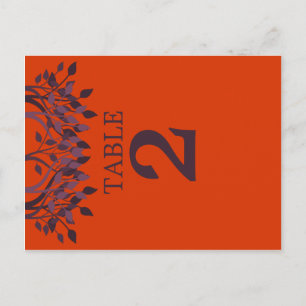 Plum and Orange Leaves Table Number Cards 2