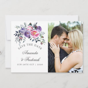 Plum and Pink Floral Wedding Save the Date