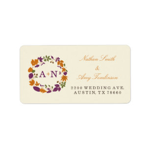 Plum and Pumpkin Fall Wreath Address Labels