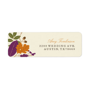 Plum and Pumpkin Fall Wreath Return Address Labels