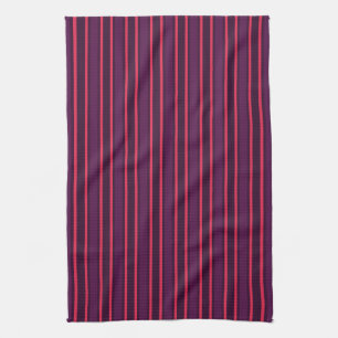 Plum and red candy stripes kitchen towel