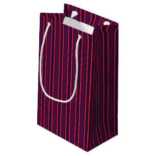 Plum and red candy stripes small gift bag