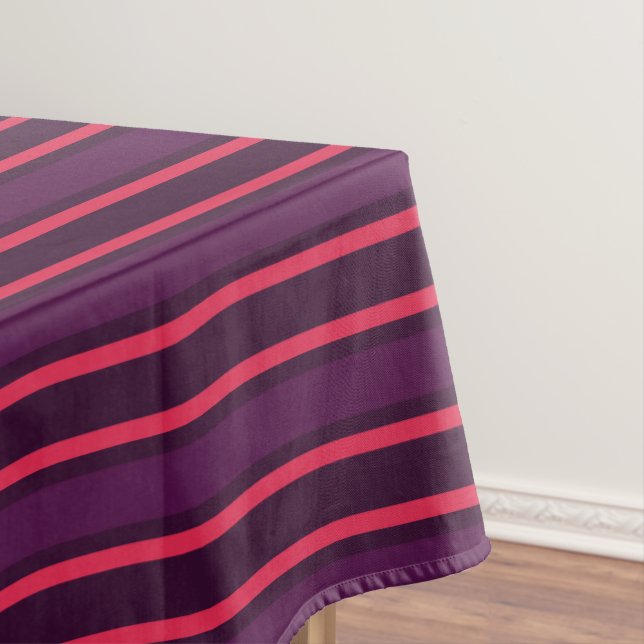 Plum and red candy stripes tablecloth (In Situ)