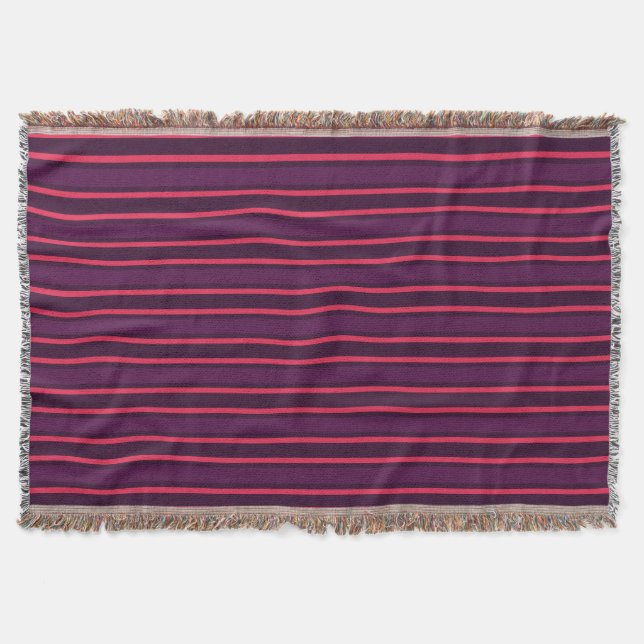 Plum and red candy stripes throw blanket (Front)