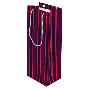 Plum and red candy stripes wine gift bag
