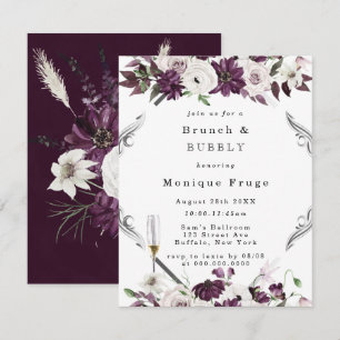 Plum and Silver Geometric Brunch & Bubbly Invites