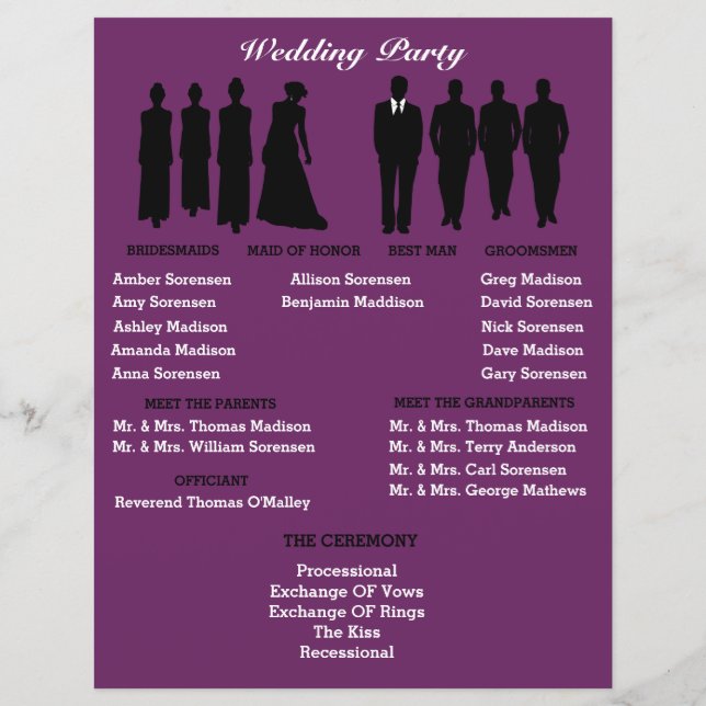 Plum And Silver Heart Polka Dot Ceremony Flyer (Back)
