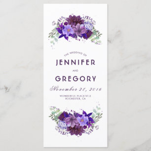 Plum and Violet Purple Floral Wedding Programs