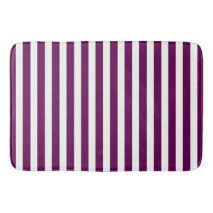 Plum and white candy stripes bath mat