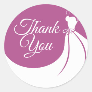 Plum and White Elegant Gown Bridal Shower Classic Round Sticker