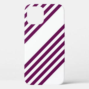 Plum and white five stripe pattern iPhone 12 case