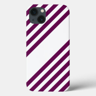 Plum and white five stripe pattern iPhone 13 case