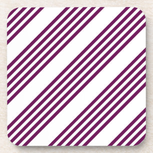 Plum and white five stripe pattern coaster