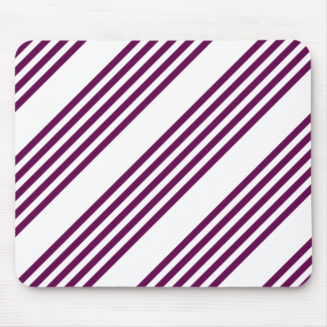 Plum and white five stripe pattern mouse pad (Front)