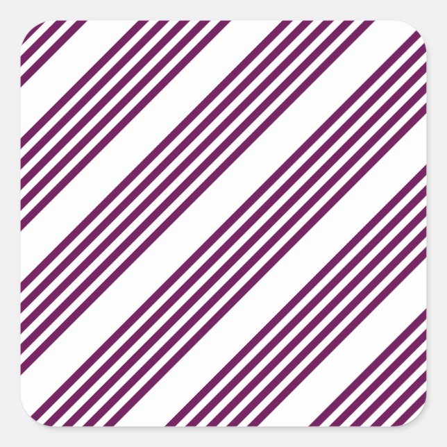 Plum and white five stripe pattern square sticker (Front)