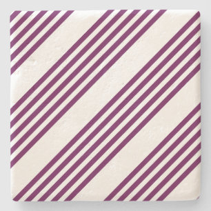 Plum and white five stripe pattern stone coaster