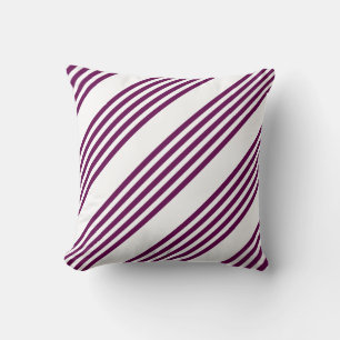 Plum and white five stripe pattern throw pillow