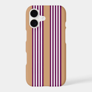 Plum and white five stripes pattern with tan