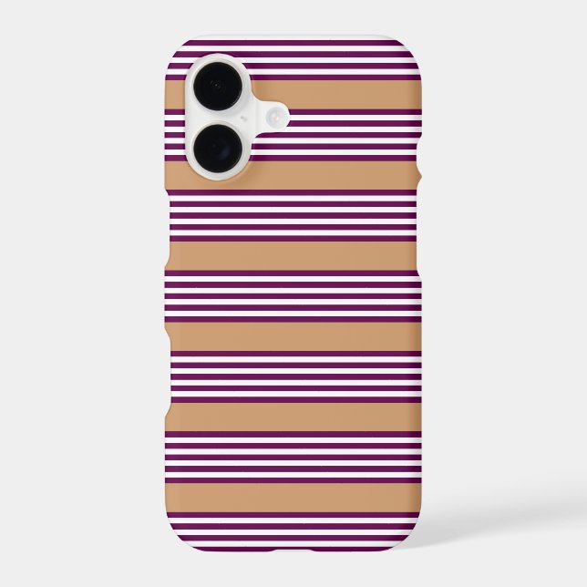 Plum and white five stripes pattern with tan (Back)
