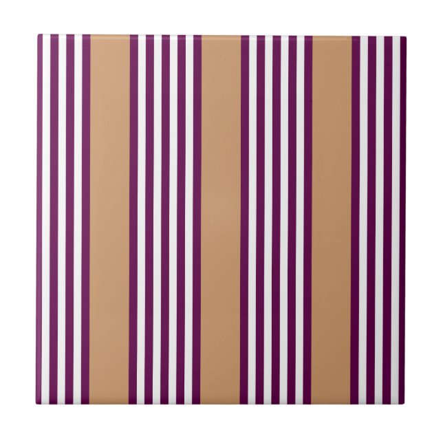 Plum and white five stripes pattern with tan tile (Front)
