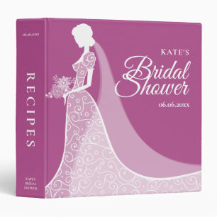 Plum and White Lace Gown Bridal Shower Binder