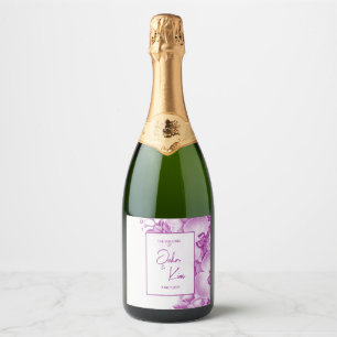 Plum and White Orchids Wedding Sparkling Wine Label