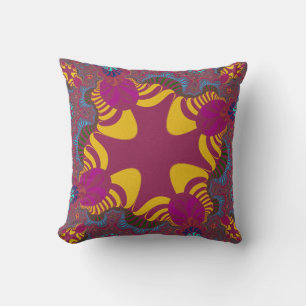 Plum and Yellow Cross Throw Pillow