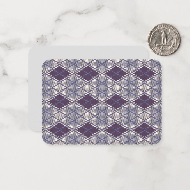 PLUM ARGYLE KNIT 3.5x2.5 Flat Card / Horizontal (Front/Back In Situ)