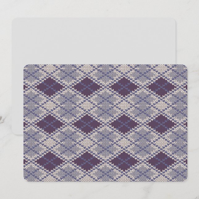 PLUM ARGYLE KNIT 5x7 Flat Card / Horizontal (Front/Back)