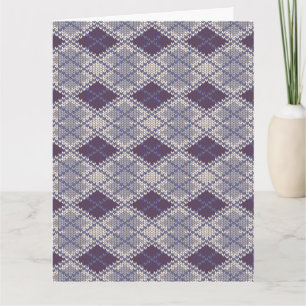 PLUM ARGYLE KNIT Big Greeting Card / Vertical