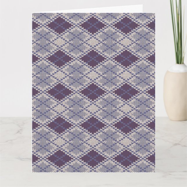 PLUM ARGYLE KNIT Big Greeting Card / Vertical (Front)