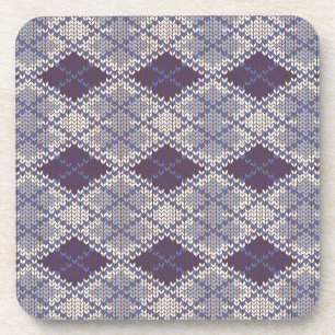 PLUM ARGYLE KNIT Hard Plastic Coasters