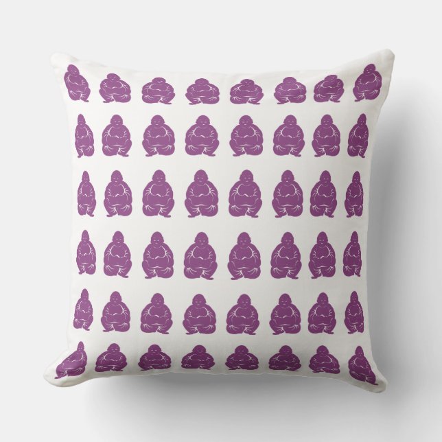 Plum Asian Moods Buddah Boys Throw Pillow (Front)