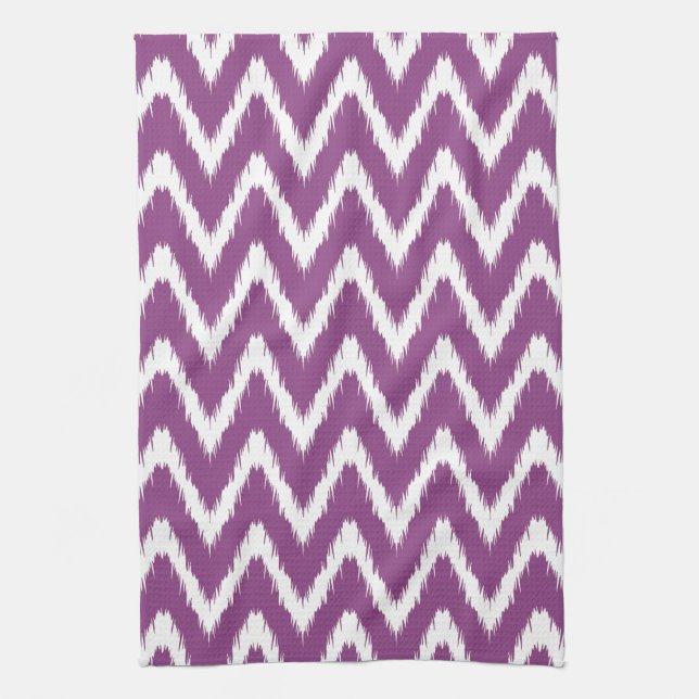 Plum Asian Moods Ikat Chevrons Kitchen Towel (Vertical)