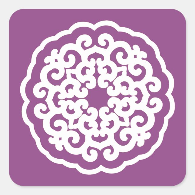 Plum Asian Moods Mandalla Square Sticker (Front)