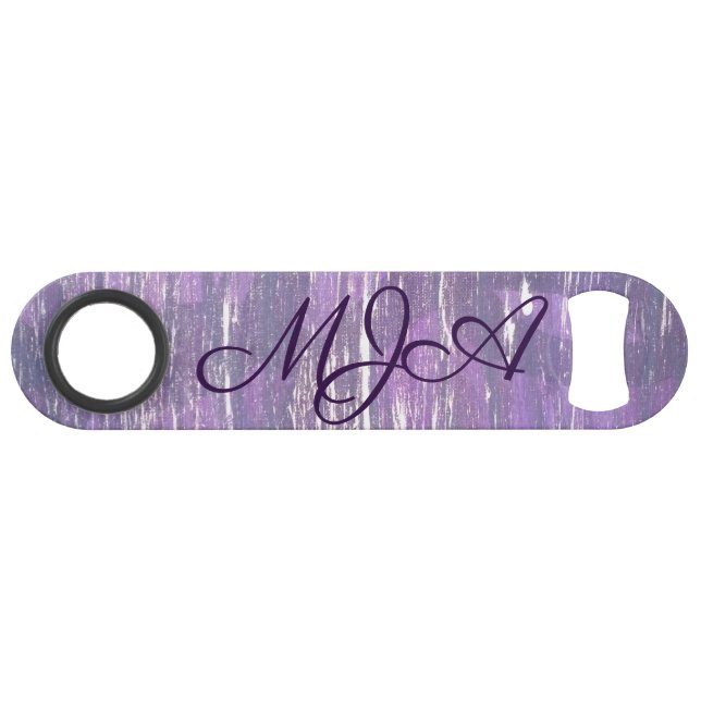 Plum Bar | Chic Purple Silver Splatter Brushstroke Key (Front (Horizontal))